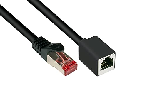 Good Connections Cat.6 Ethernet LAN Patchkabel-Verlängerung mit Rastnasenschutz RNS , S/FTP, PiMF, PVC, 250MHz, OFC, CU - Gigabit-fähig (10/100/1000-Base-T Ethernet Netzwerke) - schwarz, 2 m von Good Connections