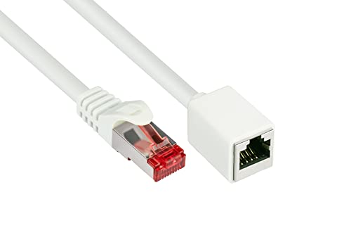 Good Connections Cat.6 Ethernet LAN Patchkabel-Verlängerung mit Rastnasenschutz RNS , S/FTP, PiMF, PVC, 250MHz, OFC, CU - Gigabit-fähig (10/100/1000-Base-T Ethernet Netzwerke) - weiß, 10m von Good Connections