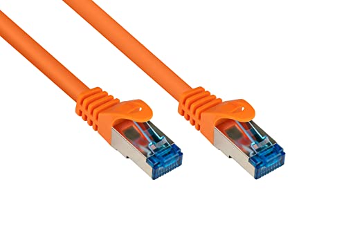 Good Connections Cat.6A Ethernet LAN Patchkabel mit Rastnasenschutz RNS, S/FTP, PiMF, halogenfrei, 500MHz, OFC, 10-Gigabit-fähig (10/100/1000/10000-Base-T Ethernet Netzwerke) - z.B. für Patchpanel, Switch, Router, Modem - orange, 20m von Good Connections
