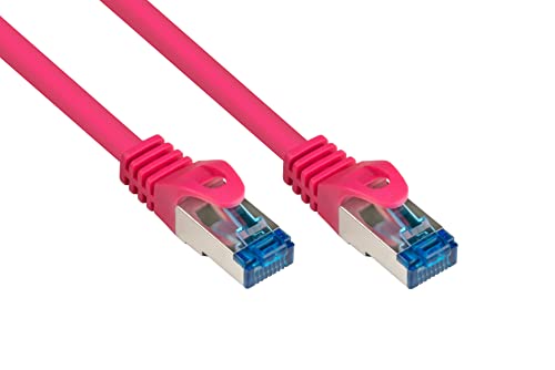 Good Connections Cat.6A Ethernet LAN Patchkabel mit Rastnasenschutz RNS, S/FTP, PiMF, halogenfrei, 500MHz, OFC, 10-Gigabit-fähig (10/100/1000/10000-Base-T Ethernet Netzwerke) - z.B. für Patchpanel, Switch, Router, Modem - magenta, 20m von Good Connections