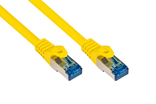 Good Connections Cat.6A Ethernet LAN Patchkabel mit Rastnasenschutz RNS, S/FTP, PiMF, halogenfrei, 500MHz, OFC, 10-Gigabit-fähig (10/100/1000/10000-Base-T Ethernet Netzwerke) - z.B. für Patchpanel, Switch, Router, Modem - gelb, 40m von Good Connections