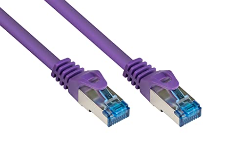 Good Connections Cat.6A Ethernet LAN Patchkabel mit Rastnasenschutz RNS, S/FTP, PiMF, halogenfrei, 500MHz, OFC, 10-Gigabit-fähig (10/100/1000/10000-Base-T Ethernet Netzwerke) - z.B. für Patchpanel, Switch, Router, Modem - violett, 10m von Good Connections