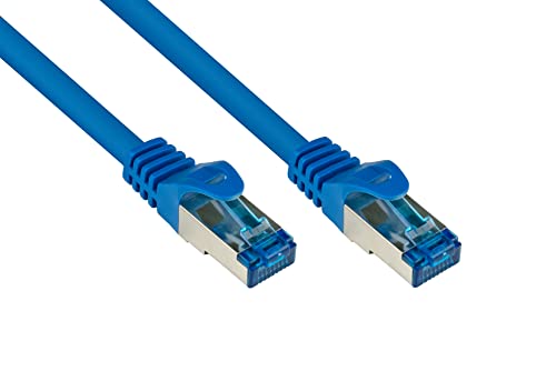 Good Connections Cat.6A Ethernet LAN Patchkabel mit Rastnasenschutz RNS, S/FTP, PiMF, halogenfrei, 500MHz, OFC, 10-Gigabit-fähig (10/100/1000/10000-Base-T Ethernet Netzwerke) - z.B. für Patchpanel, Switch, Router, Modem - blau, 1,5m von Good Connections