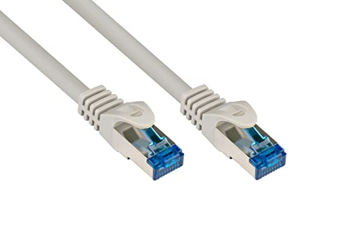 Good Connections Cat.6A Ethernet LAN Patchkabel mit Rastnasenschutz RNS, S/FTP, PiMF, halogenfrei, 500MHz, OFC, 10-Gigabit-fähig (10/100/1000/10000-Base-T Ethernet Netzwerke) - z.B. für Patchpanel, Switch, Router, Modem - grau, 0,25m von Good Connections