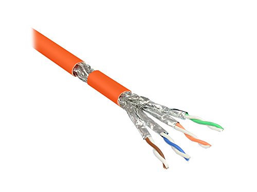Good Connections Cat.7 Verlegekabel - SIMPLEX - reines Kuper (OFC) - 10-Gigabit-fähig (10/100/1000/10000-Base-T Ethernet Netzwerke) - S/FTP, PiMF, AWG23, FRNC-B - Netzwerk-, Installationskabel, orange, 50m von Good Connections