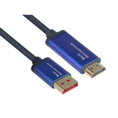Good Connections DP/HDMI 1.4 Anschlusskabel 4K UHD @ 60Hz SmartFLEX Alu blau 1m von Good Connections