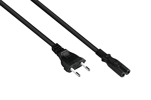 Good Connections EURO-Netzkabel - 1,5 m - Euro-Stecker Typ C (gerade) an C7/Euro 8 Buchse (gerade) - KUPFERLEITER - 0,75 mm² - Stromkabel für TV, Konsole, Radio, Netzteil, Rasierer u.v.m. - SCHWARZ von Good Connections