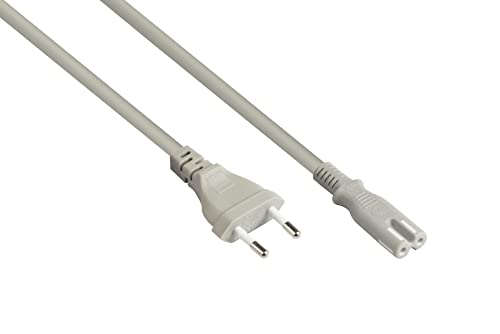 Good Connections EURO-Netzkabel - 1 m - Euro-Stecker Typ C (gerade) an C7/Euro 8 Buchse (gerade) - KUPFERLEITER - 0,75 mm² - Stromkabel für TV, Konsole, Radio, Netzteil, Rasierer u.v.m. - GRAU von Good Connections