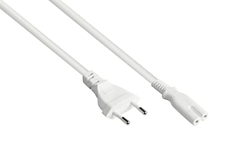 Good Connections EURO-Netzkabel - 7,5 m - Euro-Stecker Typ C (gerade) an C7/Euro 8 Buchse (gerade) - KUPFERLEITER - 0,75 mm² - Stromkabel für TV, Konsole, Radio, Netzteil, Rasierer u.v.m. - WEISS von Good Connections