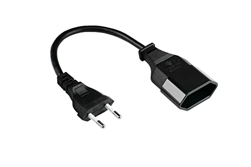 Good Connections Euro-Verlängerung - 2 m - Euro-Stecker Typ C (gerade) an Euro-Buchse (gerade) - KUPFERLEITER CU - Adernquerschnitt: 0,75 mm² - Stromkabel-Verlängerung - SCHWARZ von Good Connections