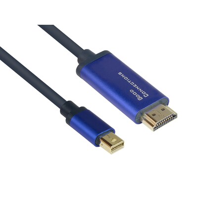 Good Connections MiniDP/HDMI 1.4 Anschlusskabel 4K UHD @60Hz Alu blau 1m von Good Connections