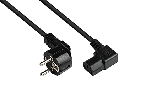 Good Connections Netzkabel - 3 m - Schutzkontakt-Stecker Typ E+F (CEE 7/7, gewinkelt) an C13 Kaltgerätebuchse (gerade) - KUPFERLEITER CU - 1,00 mm² - KALTGERÄTE-Kabel für PC, Monitor, u.v.m. - SCHWARZ von Good Connections