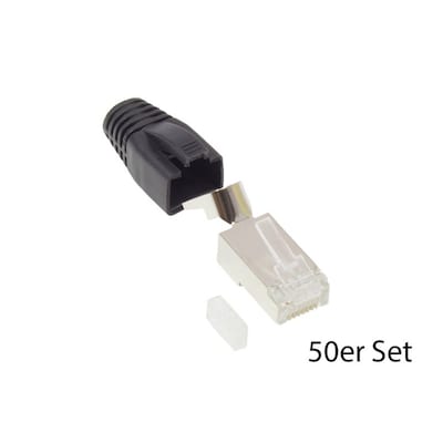 Good Connections Netzwerkstecker Cat.6A RJ45 geschirmt für Cat.7 Kabel 50x sw. von Good Connections