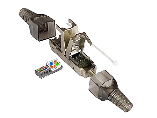 Good Connections Netzwerkverbinder - Cat. 6A / 500 MHz / 10-gigabit-fähig - werkzeugloser/feldkonfektionierbar Kabelverbinder für Verlege- und Patchkabel - STP geschirmt - Metall von Good Connections