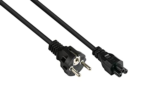 Good Connections P0005-S030 Netzkabel, 3 m, Schutzkontakt-Stecker Typ E+F (CEE 7/7, gerade) an C5 (gerade) für Notebook, 0,75 mm² Schwarz von Good Connections