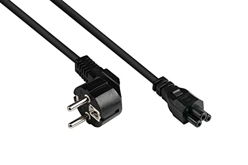 Good Connections P0105-S050 Netzkabel, 5 m, Schutzkontakt-Stecker Typ E+F (CEE 7/7, gewinkelt) an C5 (gerade), Stromkabel für Notebook, Monitor, 0,75 mm² Schwarz von Good Connections