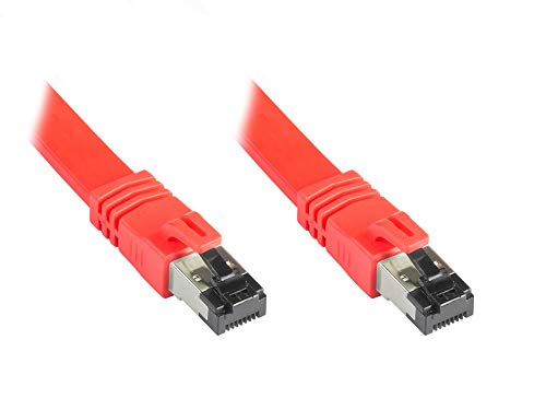 Good Connections PREMIUM Cat. 8.1 FLACH-Patchkabel - 1,5 m - U/FTP - 40GBit/s - 2000MHz - KUPFER-Leiter CU - Halogenfrei LSZH - Netzwerk-LAN-Kabel kompatibel zu CAT. 7 / 6A / 6 / 5e - ROT von Good Connections