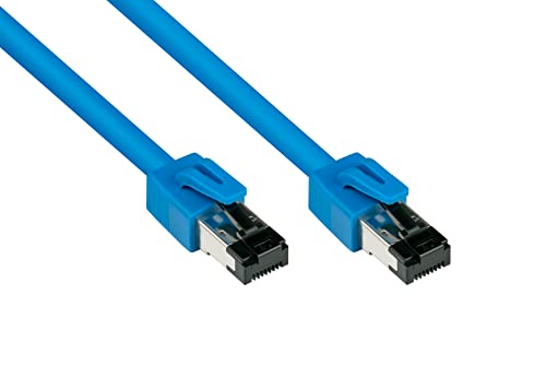 Good Connections PREMIUM Cat. 8.1 Patchkabel - 1 m - RNS Rastnasenschutz -S/FTP- 40GB/2000MHz - KUPFER-Leiter CU - Halogenfrei LSZH - Netzwerk-LAN-Kabel kompatibel zu CAT. 7 / 6A / 6 / 5e - BLAU von Good Connections