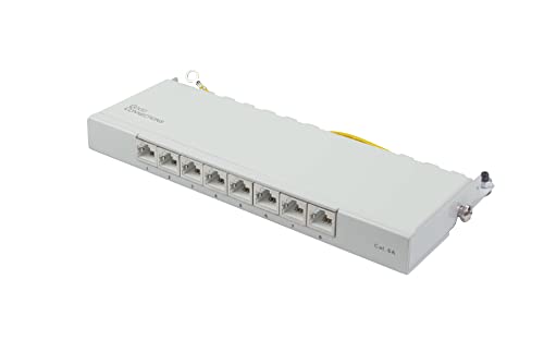 Good Connections Patchpanel/Patchfeld - Desktop - Cat. 6A, 500 MHz - 10-GIGABIT-fähig - 8-Port - 0,5 HE - STP geschirmt - werkzeugloses Öffnen - Lichtgrau (RAL7035) von Good Connections