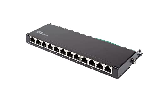 Good Connections Patchpanel / Patchfeld - Desktop - Cat. 6, 250 MHz - GIGABIT-fähig - 12-Port - 0,5 HE - STP geschirmt - werkzeugloses Öffnen - Tiefschwarz (RAL9005) von Good Connections