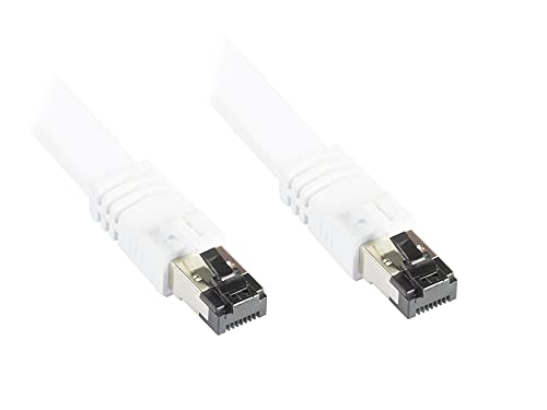 Good Connections Premium Cat. 8.1 Flach-Patchkabel - 1 m - U/FTP - 40Gbit/S - 2000MHz - Kupfer-Leiter Cu - halogenfrei LSZH - Netzwerk-LAN-Kabel kompatibel zu Cat. 7/ 6A/ 6/ 5E - Weiss von Good Connections