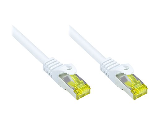 Good Connections RJ45 Ethernet LAN Patchkabel mit Cat. 7 Rohkabel und Rastnasenschutz RNS, S/FTP, PiMF, halogenfrei, 500MHz, OFC, 10-Gigabit-fähig (10/100/1000/10000-Base-T Ethernet Netzwerke) - z.B. für Patchpanel, Switch, Router, Modem - weiß, 80 m von Good Connections
