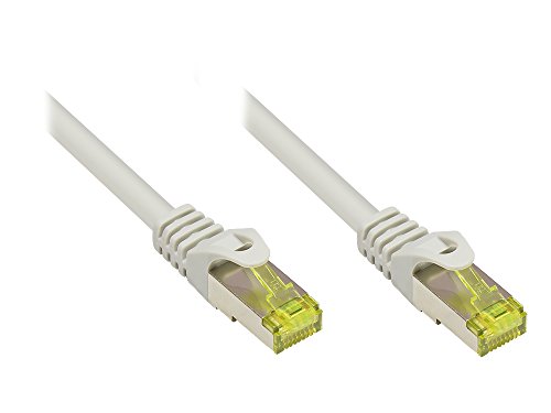 Good Connections RJ45 Ethernet LAN Patchkabel mit Cat. 7 Rohkabel und Rastnasenschutz RNS, S/FTP, PiMF, halogenfrei, 500MHz, OFC, 10-Gigabit-fähig (10/100/1000/10000-Base-T Ethernet Netzwerke) - z.B. für Patchpanel, Switch, Router, Modem - grau, 10 m von Good Connections