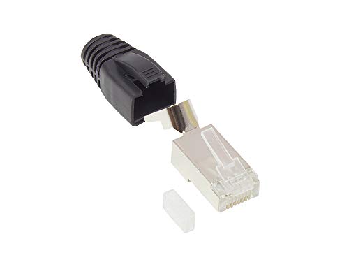 Good Connections RJ45 Netzwerkstecker - Cat. 6A / 500 MHz- GESCHIRMT - für Cat. 7, Cat. 6A, Cat.6 Kabel - 50µ vergoldete Kontakte - für Patch- und Verlegekabel - SCHWARZ von Good Connections