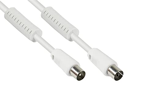 Good Connections SAT TV Antennenkabel - Koax Stecker an Koax Buchse - 2x Mantelstromfilter (Ferritkern), Doppelschirmung, Schirmmaß > 95dB - weiß, 1 m von Good Connections