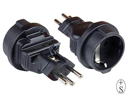 Good Connections Stromadapter Schweiz Netz-Stecker (SEV1011, gerade) an Schutzkontakt-Buchse Typ F, SEV - Reiseadapter/Steckdosenadapter/Netzadapter - SCHWARZ, PA-6002S von Good Connections