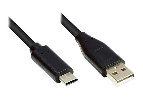 Good Connections USB 2.0 Anschlusskabel - USB-C Stecker an USB 2.0 A Stecker - KUPFERLEITER, Doppelschirmung, 480 Mbit/s Datenübertragung - schwarz - 5 m von Good Connections