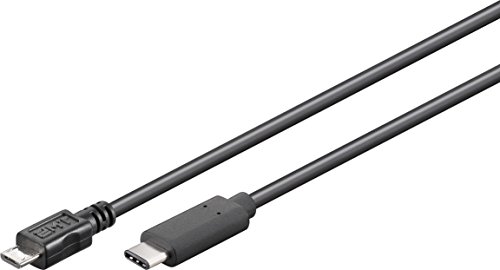 Good Connections USB 2.0 Anschlusskabel - USB-C Stecker an USB 2.0 Micro B Stecker - KUPFERLEITER, Doppelschirmung, 480 Mbit/s Datenübertragung - schwarz - 0,5 m / 50 cm von Good Connections