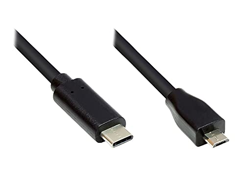 Good Connections USB 2.0 Anschlusskabel - USB-C Stecker an USB 2.0 Micro B Stecker - KUPFERLEITER, Doppelschirmung, 480 Mbit/s Datenübertragung - schwarz - 1 m von Good Connections