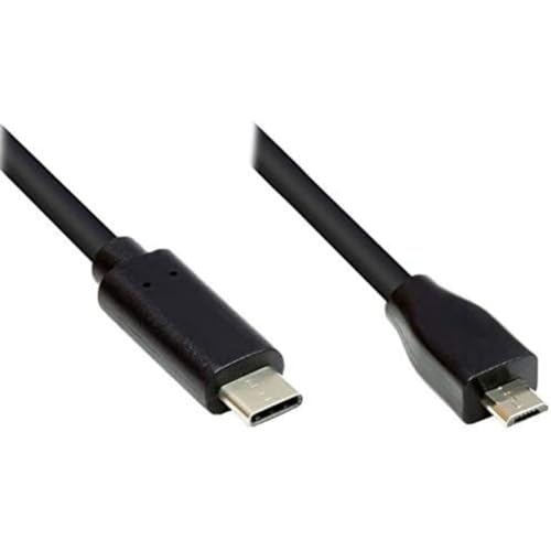 Good Connections USB 2.0 Anschlusskabel - USB-C Stecker an USB 2.0 Micro B Stecker - KUPFERLEITER, Doppelschirmung, 480 Mbit/s Datenübertragung - schwarz - 2 m von Good Connections