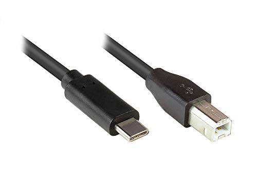 Good Connections USB 2.0 Kabel/Druckerkabel - Stecker C an Stecker B - Folien- und Geflechtschirmung, KUPFERLEITER - 5 m - schwarz, 2510-CB050 von Good Connections