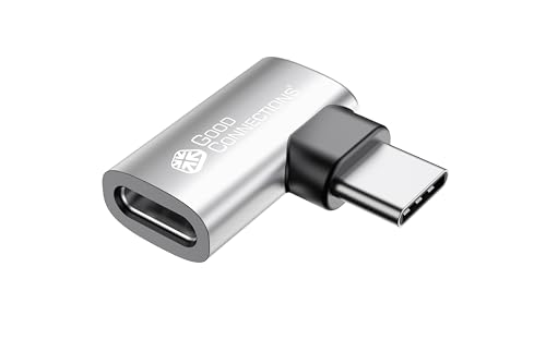 Good Connections USB 4.0 Gen.3x2 Winkeladapter/Portschoner (40GBit/s, 240W, 8K@60Hz), USB-C™ Stecker an USB-C™ Buchse, Links/rechts gew., Silber von Good Connections
