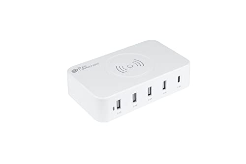 Good Connections USB-Schnellladestation 60W - 5-Port - 1x USB C max. 12W und 4X USB A max. 12W, total max. 60W - sowie 10W Wireless Qi Charging - für Smartphone, Tablet, iPhone, iPad u.v.m. - weiß von Good Connections