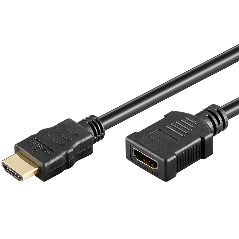 High-Speed-HDMI®-Kabel mit Ethernet, vergoldete Stecker, Stecker A an Kupplung A, schwarz, 0,5m von Good Connections