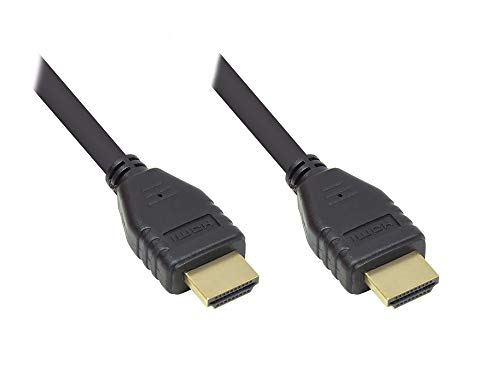 High-Speed-HDMI 2.0b Kabel mit Ethernet - 4K / UHD @60Hz - 18 Gbit/s - Premium - ideal für Gaming und Multimedia - KUPFERLEITER - vergoldete Stecker, 3-Fach Schirmung - SCHWARZ - 0,5 m / 50 cm von Good Connections