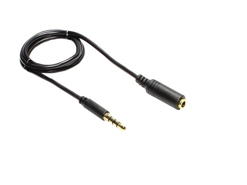Klinkenverlängerung 3,5mm, Stecker an Buchse (4polig), schwarz, 1m, Good Connections® von Good Connections