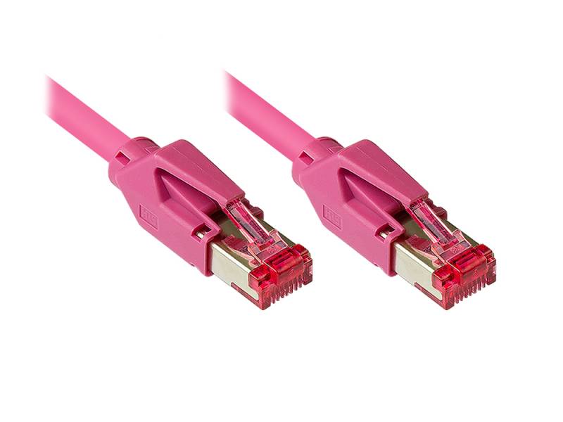Patchkabel Cat. 7 Draka UC900 Rohkabel (900MHz) Hirose TM21 Stecker beidseitig, magenta, 28m von Good Connections