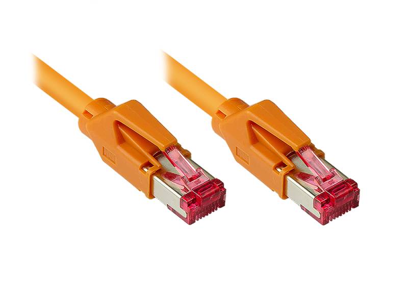 Patchkabel Cat. 7 Draka UC900 Rohkabel (900MHz) Hirose TM21 Stecker beidseitig, orange, 28m von Good Connections