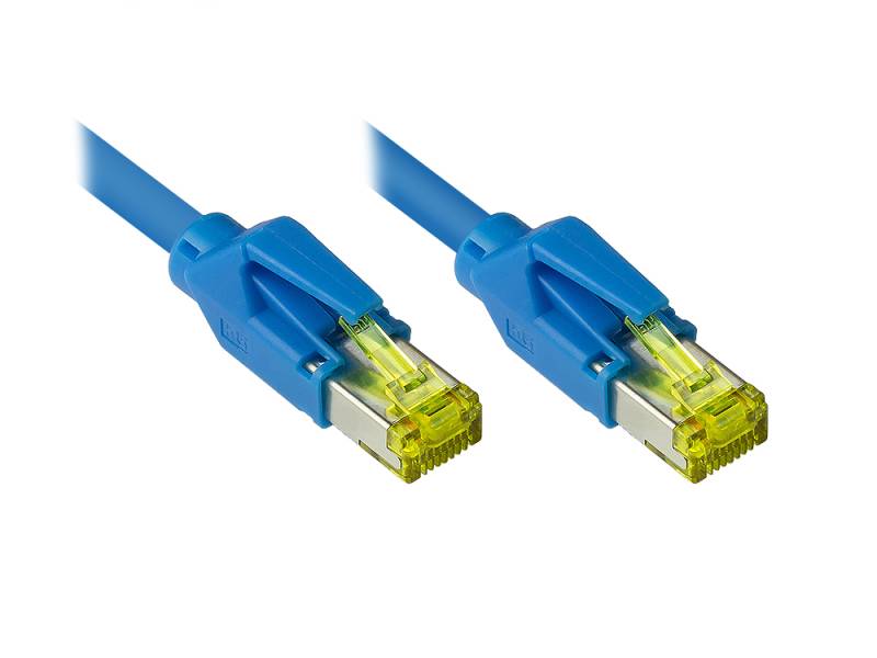 Patchkabel Cat. 7 Draka UC900 Rohkabel (900MHz) Hirose TM31 Stecker beidseitig, blau, 19m von Good Connections