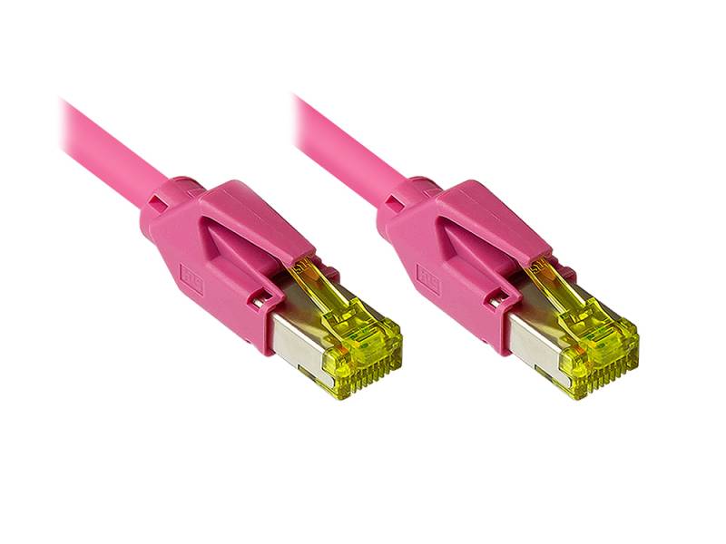 Patchkabel Cat. 7 Draka UC900 Rohkabel (900MHz) Hirose TM31 Stecker beidseitig, magenta, 29m von Good Connections