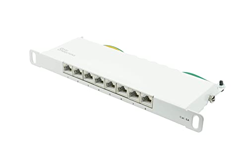 Patchpanel/Patchfeld - 10" - Servermontage/Rackeinbau - Cat. 6A, 500 MHz - 10-GIGABIT-fähig - 8-Port - 0,5 HE - STP geschirmt - werkzeugloses Öffnen - Reinweiß (RAL9010) von Good Connections