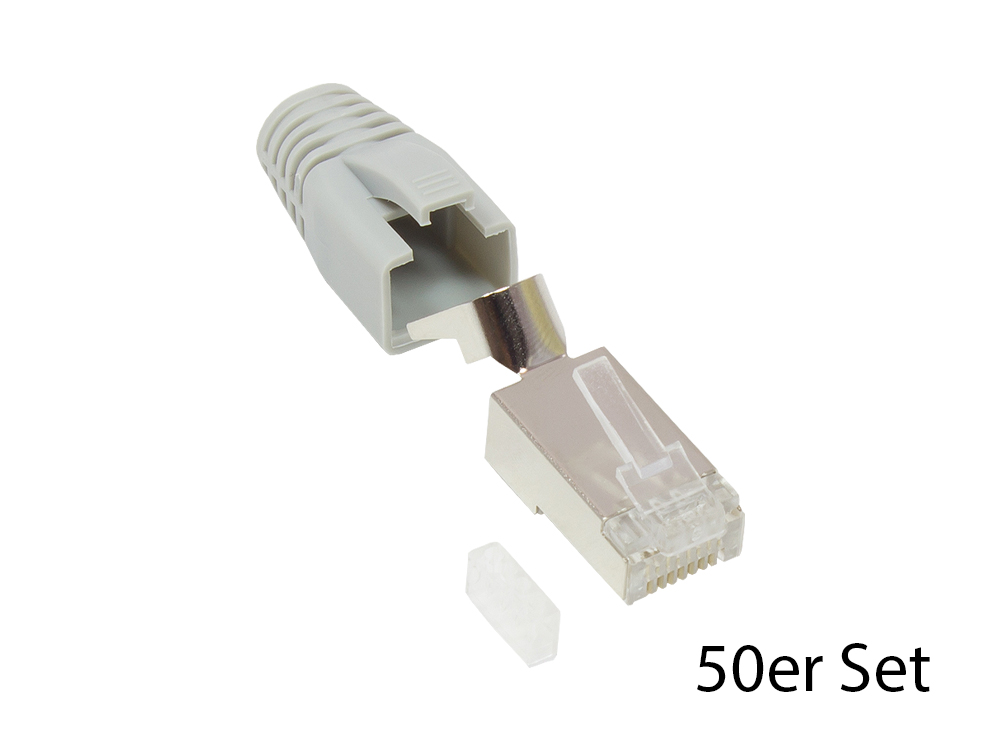 RJ45 Netzwerkstecker Cat.6A, geschirmt, für Cat.7, Cat.6A, Cat.6 Kabel, inkl. Zugentlastung und Einfädelhilfe, grau, 50er Set RJ45 Netzwerkstecker Cat.6A, geschirmt, für Cat.7, Cat.6A, Cat.6 Kabel, inkl. Zugentlastung und Einfädelhilfe, grau, 50er Set von Good Connections