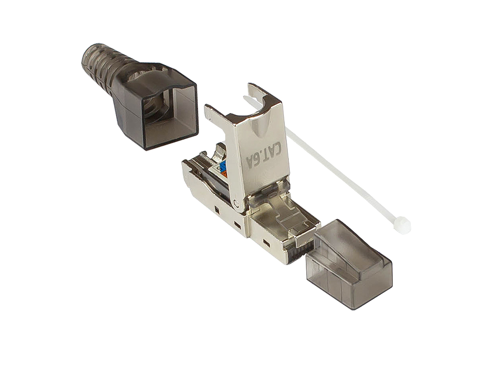 RJ45 Stecker Cat. 6A, werkzeuglos / feldkonfektionierbar, STP geschirmt, Metall RJ45 Stecker Cat. 6A, werkzeuglos / feldkonfektionierbar, STP geschirmt, Metall von Good Connections
