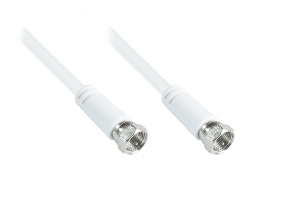 SAT Antennenkabel, F-Stecker beidseitig (vernickelt), 3x geschirmt (95 dB / 75 Ohm), CCS, weiß, 1,5m von Good Connections