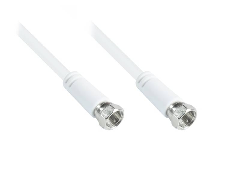 SAT Antennenkabel, F-Stecker beidseitig (vernickelt), 3x geschirmt (95 dB / 75 Ohm), CCS, weiß, 1,5m von Good Connections