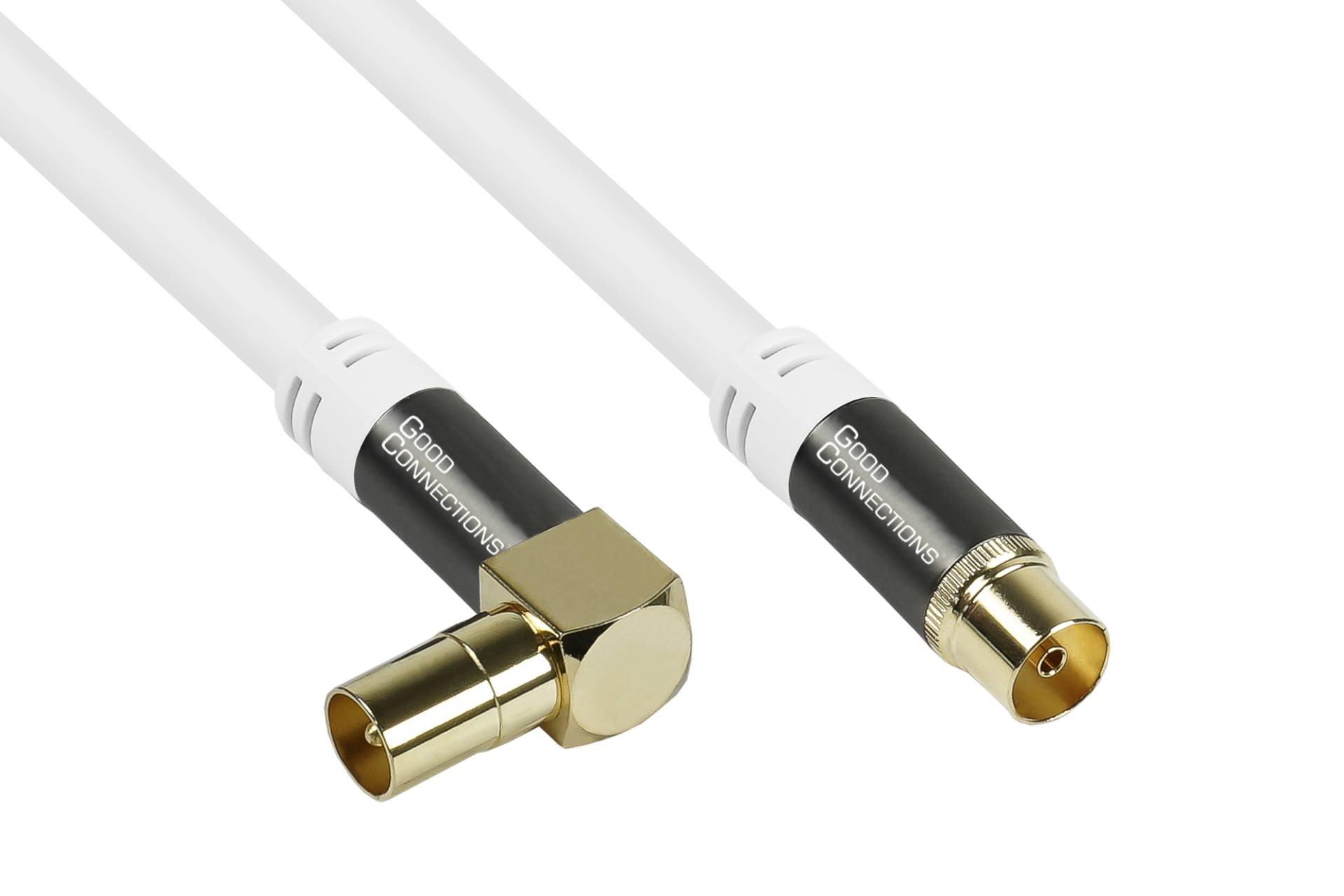 TV Antennenkabel SmartFLEX, IEC/Koax Stecker 90° an Buchse, vergoldet, 120dB, 75 Ohm, weiß, 5m TV Antennenkabel SmartFLEX, IEC/Koax Stecker 90° an Buchse, vergoldet, 120dB, 75 Ohm, weiß, 5m von Good Connections